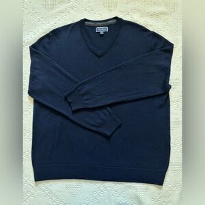 Club Room NAVY Wool Blend V-neck crew neck Knitwear men’s size XXL